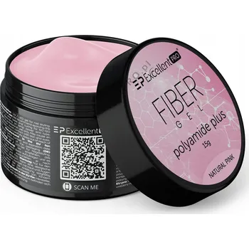 Lak na nehty Stavební gel Excellent Pro Fiber Gel Polyamide Plus Natural Pink 15 g