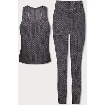 Dámská halenka Tmavě šedý sportovní komplet - top a legíny (YW88037-2) odstíny šedé S (36)