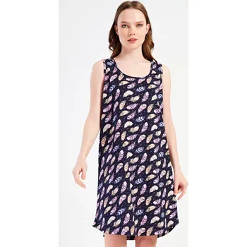 Dámská noční košile na ramínka Peříčka tmavě modrá 3XL