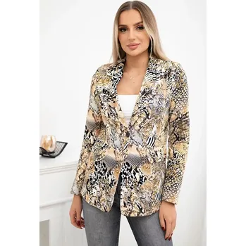 Bavlněná bunda s potiskem a knoflíkem béžový XL