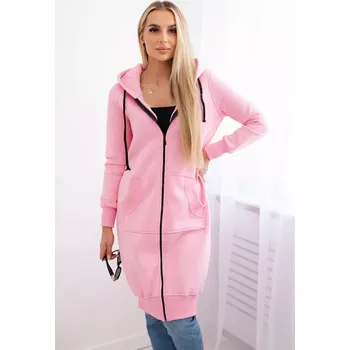 Dámská mikina Zateplená dlouhá mikina s kapucí v barvě světle růžová UNI