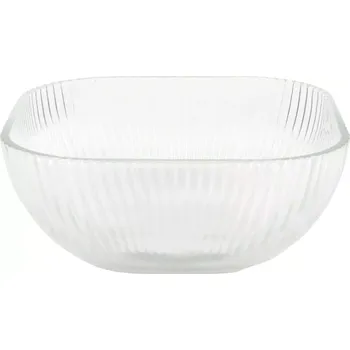 Hranatá skleněná miska s rýhovaným vzorem, výška: 53 mm, délka: 117 mm, šířka: 117 mm