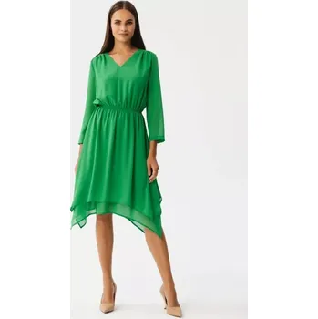 Dámské šaty S354 Vrstvené šifonové šaty - zelené EU XXL