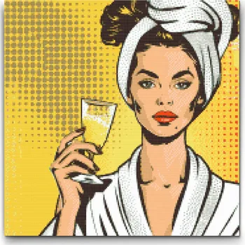 Diamantové malování Diamantové malování - Pop art - Welness a prosseco Velikost: 50x50cm, Rámování: Pouze srolované plátno, Diamanty: Čtvercové