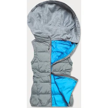 Dámská vesta Šedo-světle modrá dámská vesta s látkovou kapucí (DW-21604) odstíny šedé M (38)