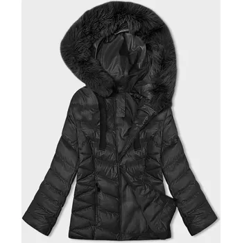 Černá krátká zimní bunda s kapucí (5M3138-392A) odstíny černé L (40)