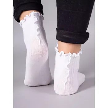 Dívčí ponožky YOCLUB SKA-0027G S volánkem 20-34 bílá 31-34