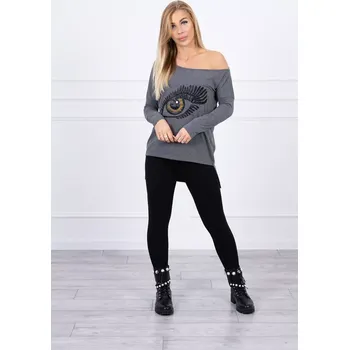 Dámská halenka Halenka s potiskem a delšími zády v grafitové barvě UNI