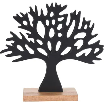 Vánoční dekorace Dekorace STROM 27x25,5cm Al ČER/dřevo
