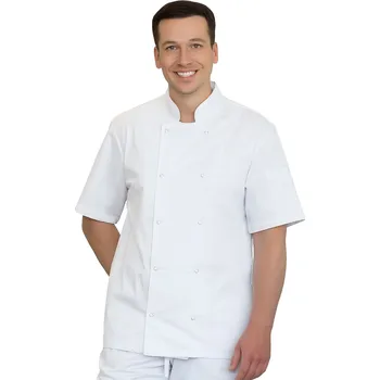 Gastro oděv Bílá kuchařská mikina s elastickými krátkými rukávy (M)