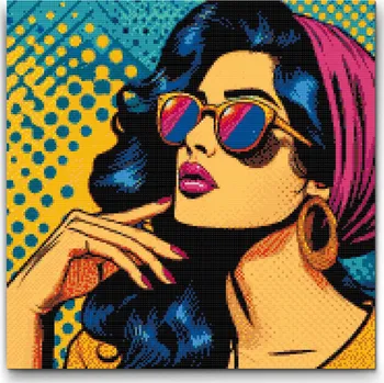 Diamantové malování Diamantové malování - Pop art - Kráska v brýlích Velikost: 50x50cm, Rámování: Pouze srolované plátno, Diamanty: Kulaté