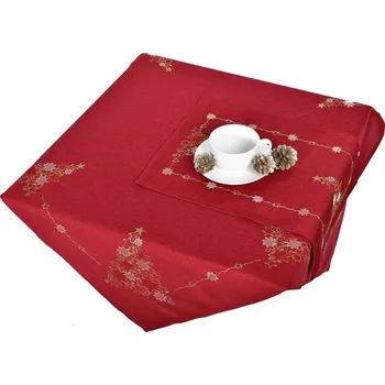 Stolování Ubrus Vánoční, Stromeček plný hvězdiček, červený