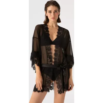 Dámský župan Krátký dámský krajkový župánek SONATINA černá S/M