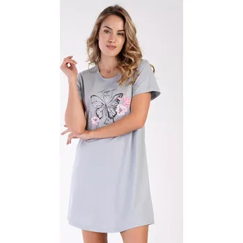 Dámská noční košile s krátkým rukávem Butterfly lososová S