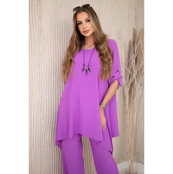 Dámská halenka Sada halenky + kalhot s přívěskem fialka UNI