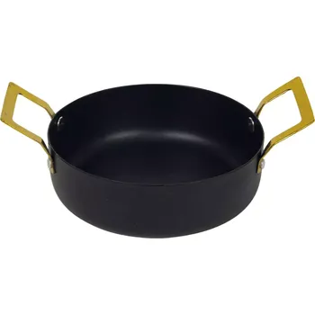 Hrnec Rendlík na servírování, černý se zlatými úchyty, výška: 55 mm, průměr: 130 mm