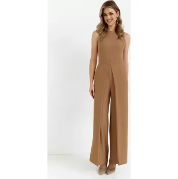 Dámský overall K184 Kombinéza se širokými nohavicemi - béžová EU XXL