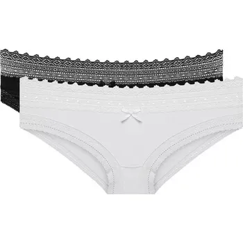 Dámské erotické kalhotky Dámské bavlněné kalhotky s krajkou 2 ks DIM SEXY FASHION SLIP 2x - DIM - černá M