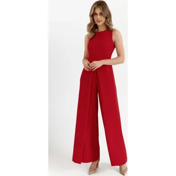 Dámský overall K184 Kombinéza se širokými nohavicemi - červená EU M