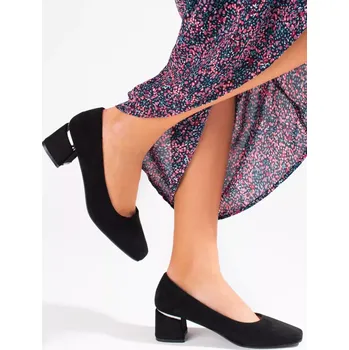 Dámské lodičky Trendy dámské černé lodičky na širokém podpatku 37