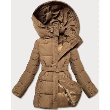 Hnědá vypasovaná zimní bunda s opaskem (23MY-207) odstíny hnědé XXL (44)