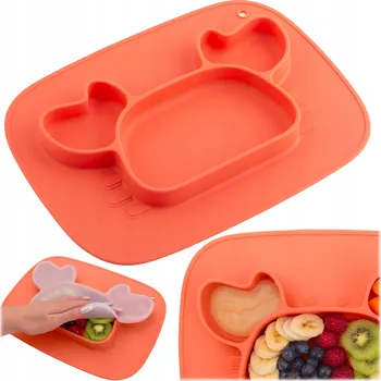 dětská jídelní sada Silikonový talířek pro děti ke krmení Krab červený Ricokids