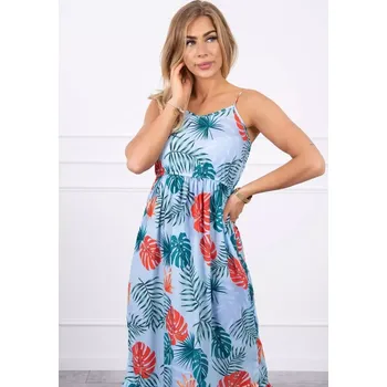 Dámské šaty Šaty s motivem listů v modré barvě UNI