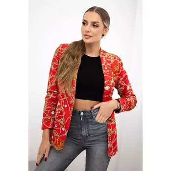 Bavlněná bunda s barevným potiskem červený XL
