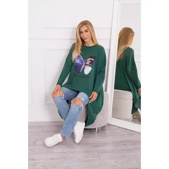 Dámská halenka Oversize halenka s potiskem tmavě zelená UNI