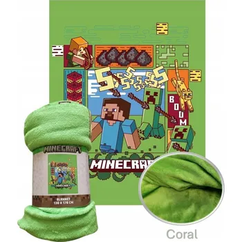 deka Dětská deka Minecraft 130 x 170 cm Halantex Stev Creeper hra TNT deka