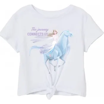 Eplusm Dívčí tričko FROZEN ELSA s uzlíkem smetanové Barva: Bílá, Velikost: 110