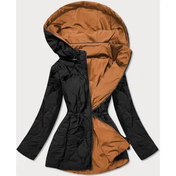 Černo-karamelová oboustranná dámská prošívaná bunda (MHM-W589BIG) odstíny hnědé 46