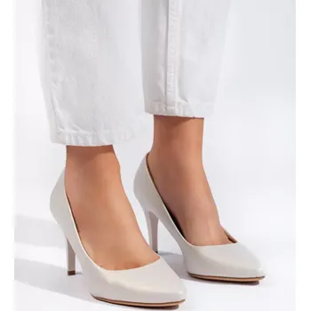 Dámské lodičky Luxusní lodičky dámské bílé na širokém podpatku 40