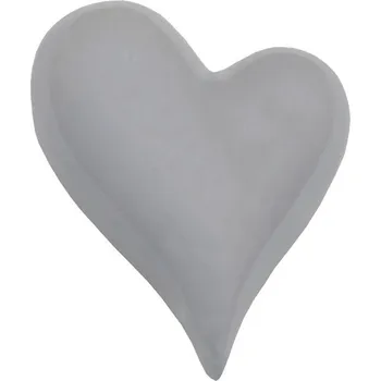 Srdce - keramická dekorace, lesklá šedá barva