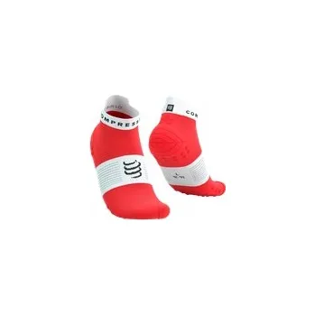 Pánské ponožky Compressport ponožky Pro Racing Run nízké - neonově červená/bílá Velikost: M