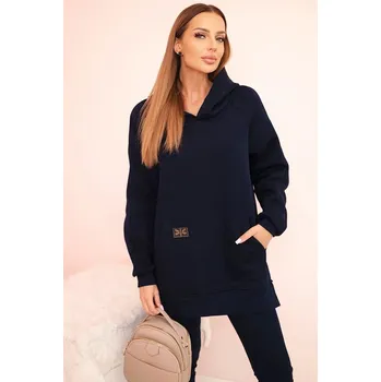 Dámská halenka Dámský bavlněný komplet s kapucí a legíny s vysokým pasem modrý UNI