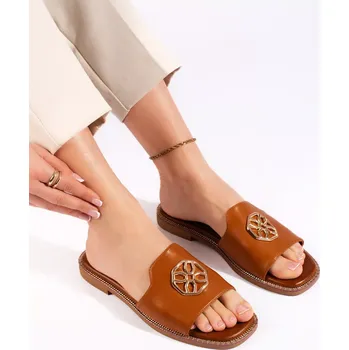 Dámské žabky Originální dámské nazouváky hnědé bez podpatku 37