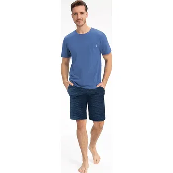 Pánské pyžamo Pánské pyžamo Luna 807 v plné délce M-2XL tmavě modrá L