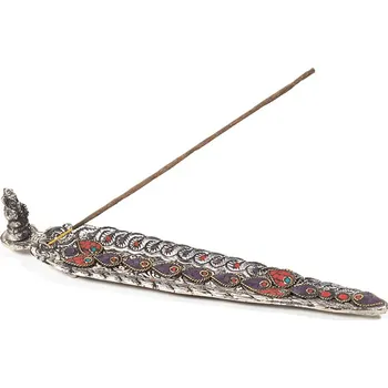 Aroma lampa Milujeme Kameny Ganéša s listem - kovový stojánek na vonné tyčinky - feng shui 21787