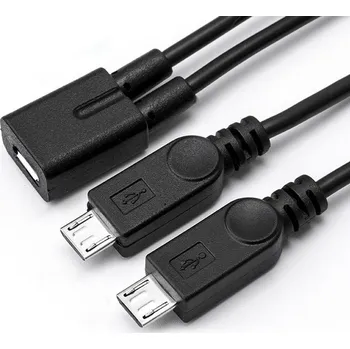 Kabel do PC Micro USB 2.0 rozbočovač kabel 1F - 2M, 20 cm