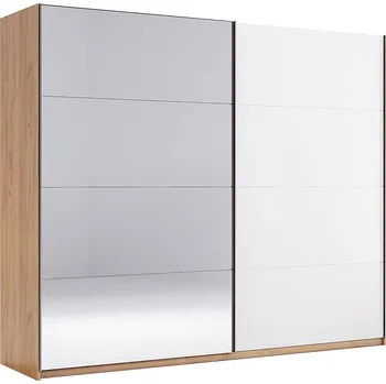 Šatní skříň Skříň s posuvnými dveřmi 2,5x2,1m (Dveře Lesklé Bílé/Zrcadlo) série N Asti