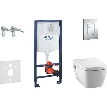 Klozet GROHE - Rapid SL Set předstěnové instalace, sprchovací toalety a sedátka Tece, tlačítka Skate Cosmo, Rimless, SoftClose, chrom 38528SET-KT