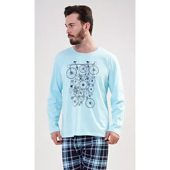 Pánské pyžamo Pánské pyžamo dlouhé Kolo mentolová XXL