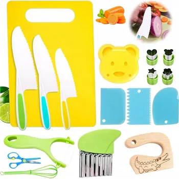 Kuchyňský nůž Sada bezpečných kuchyňských nožů a příslušenství pro děti, 17 dílů