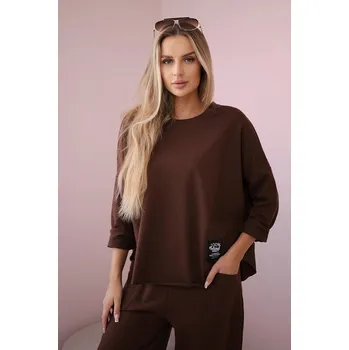 Dámská halenka Bavlněná mikina kalhoty set hnědý UNI