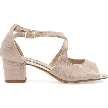 Dámské sandále Zajímavé sandály dámské hnědé na širokém podpatku 37