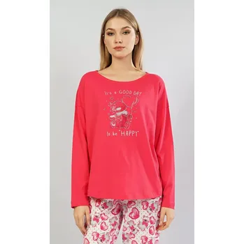 Dámské pyžamo Dámské pyžamo dlouhé Good day červená XL