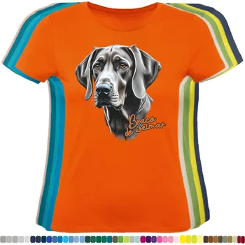 Dámské tričko damske-levne-bavlnene-tricko-digitalni-potisk-pes-vymarsky-ohar Barva: Orange - oranžová, velikost: XL