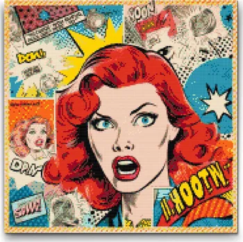 Diamantové malování Diamantové malování - Pop art - Žena Velikost: 50x50cm, Rámování: Pouze srolované plátno, Diamanty: Čtvercové