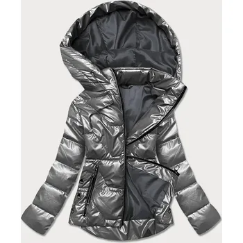 Šedá dámská metalická bunda (B8008-70) odstíny šedé 50